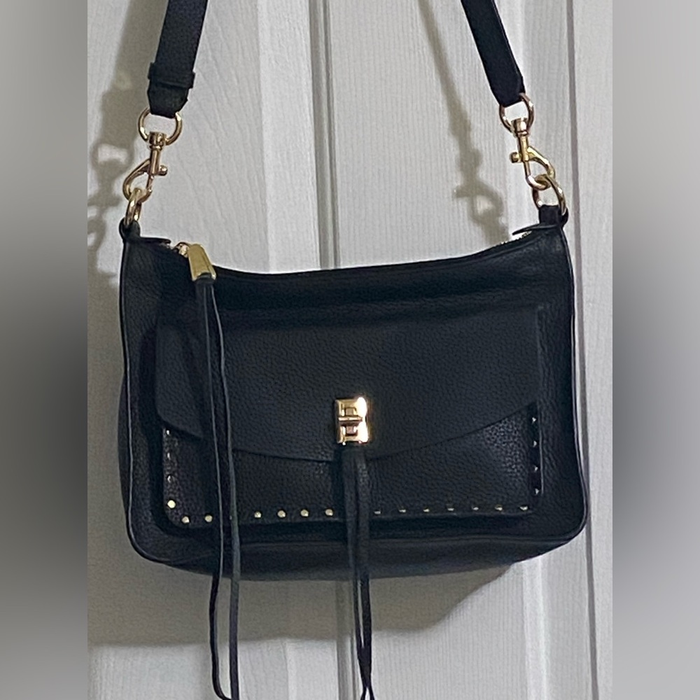 REBECCA MINKOFF.. WOMENS BLACK LEATHER HANDBAG